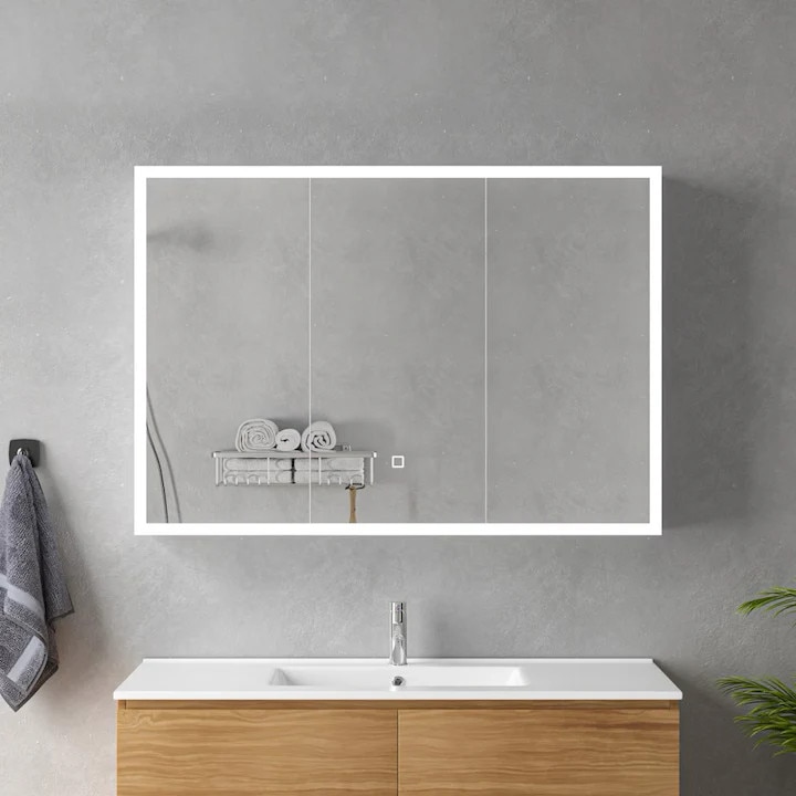 Dulap baie K KORMAN cu oglindă LED și dezaburire Alb 100x70cm
