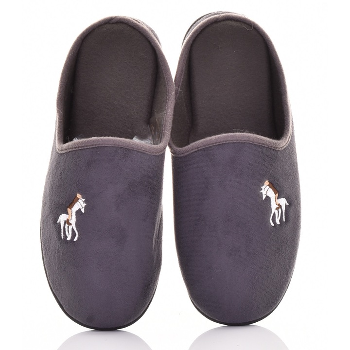 Мъжки домашни чехли Мартинус, класически, от велур, сиви, 45 EU