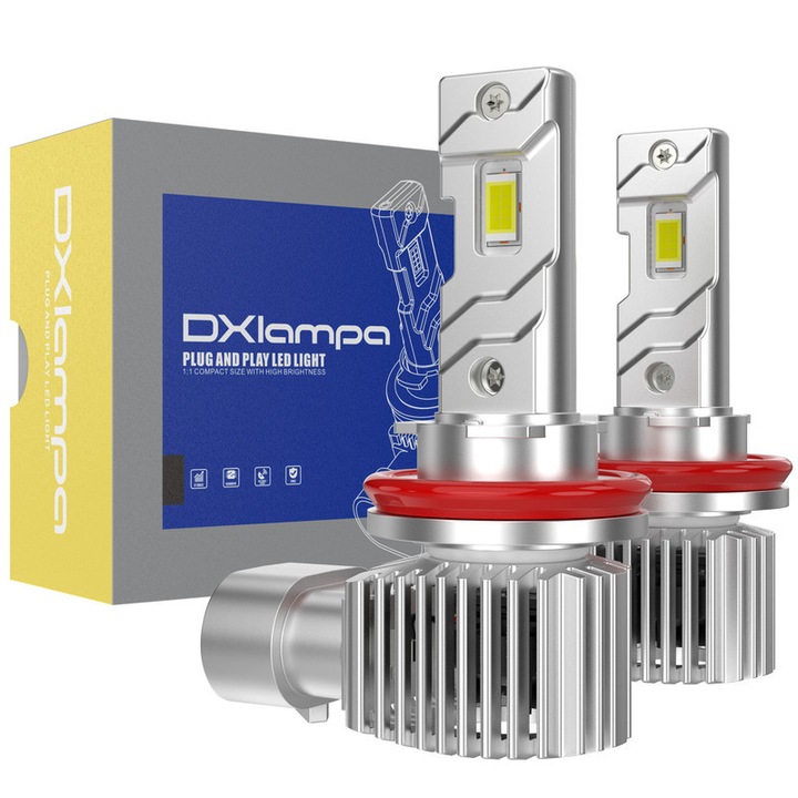 LED izzók H8 H9 H11, LED fényszórók H11,12V fényszórók 60W 20000LM,6000K fehér,2 darabos készlet, Plug and play egyszerű telepítés, Mini 1:1 méret, Canbus hibamentes, 6061 alumínium, Tartós 50000 óra