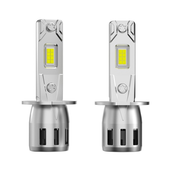 2 db-os készlet, H3 LED autólámpák, prémium H3 LED fényszóró izzó, ultra fényes 6000K fehér 20000LM, mini méret 1:1 halogénnel, CANBUS hibamentes, tartós alumínium 50000 óra élettartam, Plug and Play