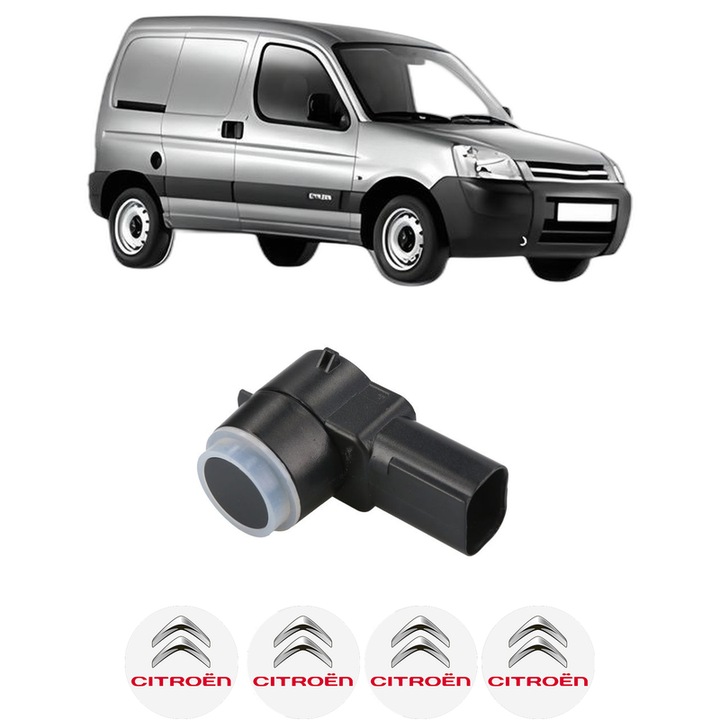 Senzor parcare CITROEN BERLINGO / BERLINGO FIRST Box Body/MPV (M_) din 1996-2011, pentru bara Fata Spate, 4 Stickere auto CITROEN