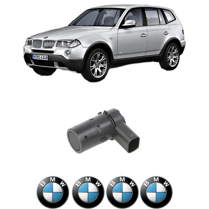 Senzor parcare BMW SERIA X3 (E83) din 2003-2011, pentru bara Spate, 4 Stickere auto BMW SERIA