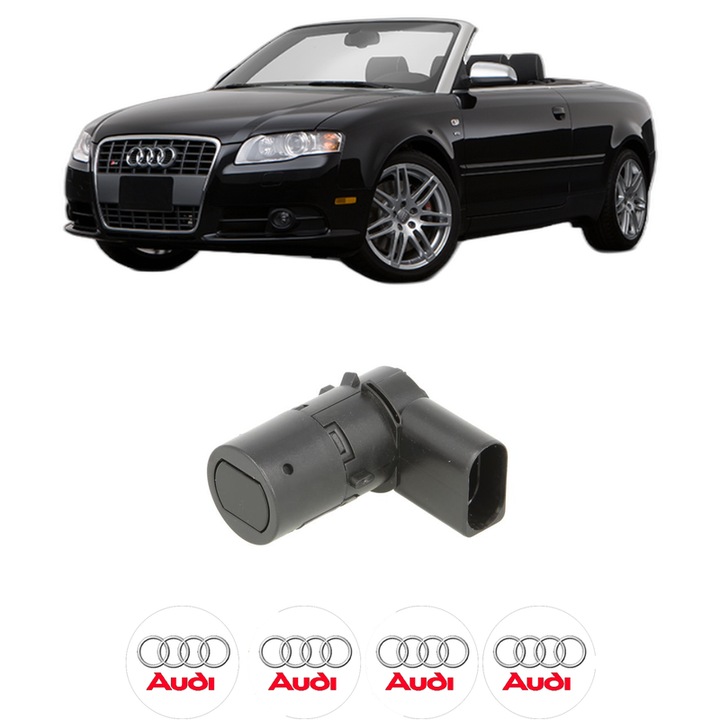 Senzor parcare AUDI A4 B7 Convertible (8HE) din 2006-2009, pentru bara Spate, 4 Stickere auto AUDI