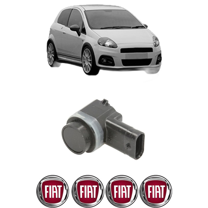 Senzor parcare FIAT GRANDE PUNTO Van (199_) din 2006-2013, pentru bara Fata, 4 Stickere auto FIAT