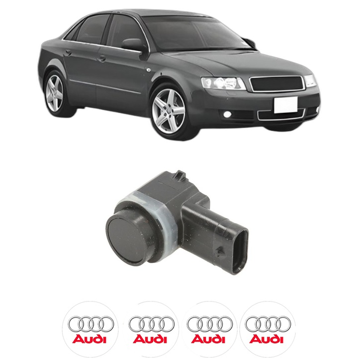 Senzor parcare AUDI A4 B6 (8E2) din 2000-2004, pentru bara Fata, 4 Stickere auto AUDI