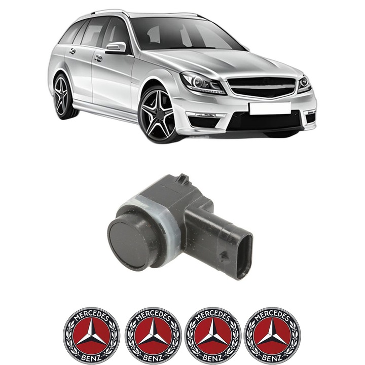 Senzor parcare MERCEDES-BENZ C-CLASS T-Model (S204) din 2007-2014, pentru bara Fata, 4 Stickere auto MERCEDES-BENZ