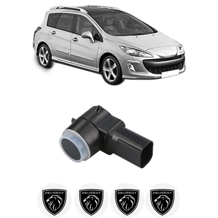 Senzor parcare PEUGEOT 308 SW I (4E_, 4H_) din 2007-2014, pentru bara Fata Spate, 4 Stickere auto PEUGEOT