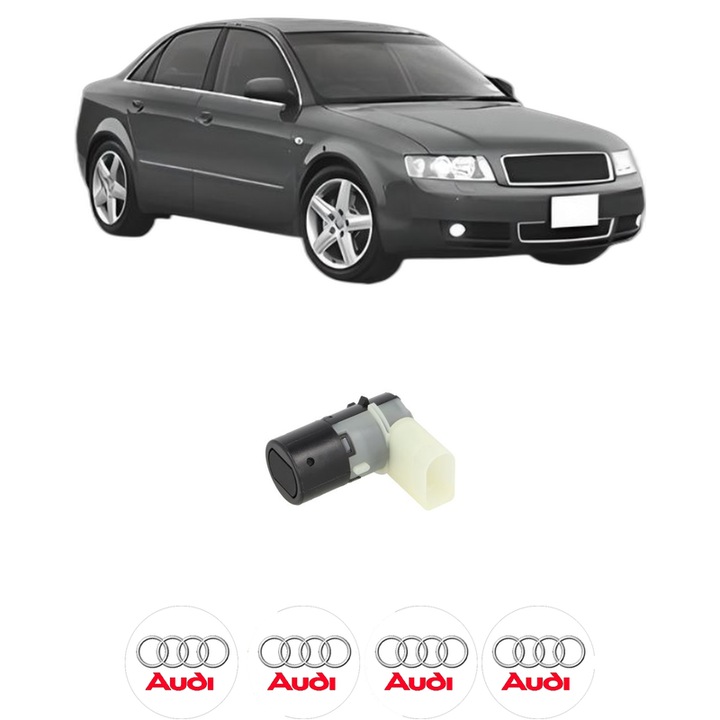 Senzor parcare AUDI A4 B6 (8E2) din 2000-2004, pentru bara Fata Spate, 4 Stickere auto AUDI
