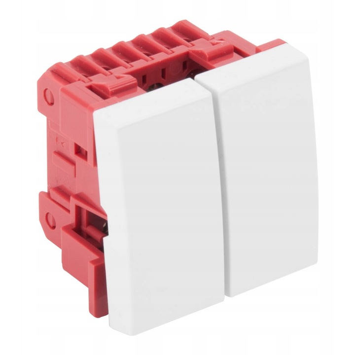 Dupla kapcsoló Euro-Box 45x45mm, fehér, keretbe szerelhető