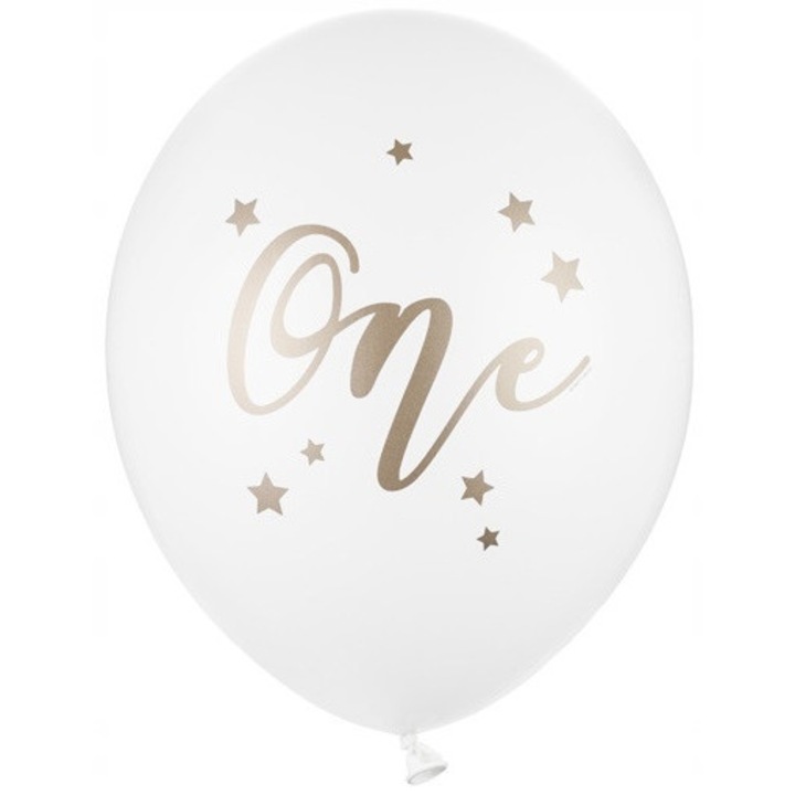 Party dekor lufik, 30 cm, 1. szett, pasztell fehér nyomtatással