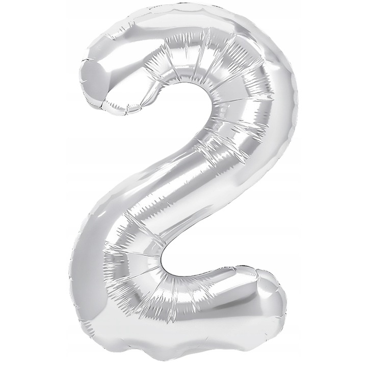 Balon foliowy cifra 2, PARTYPAL, 100 cm, argintiu, 1 buc.