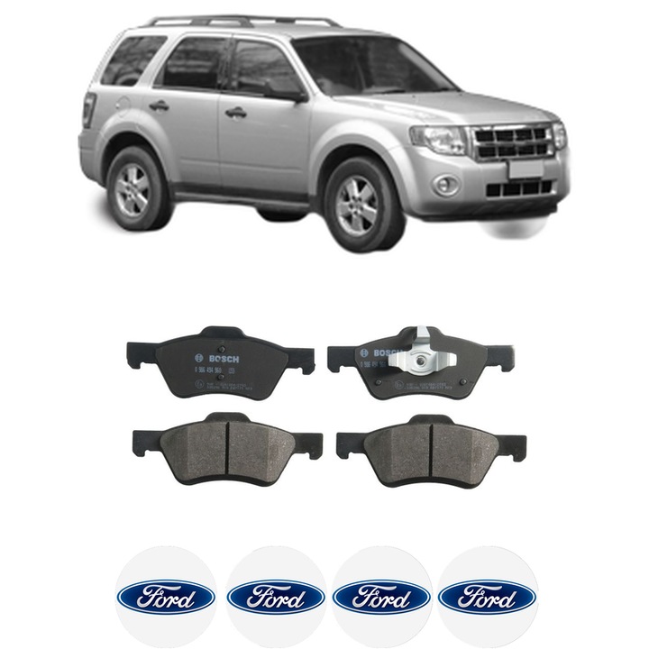 Set placute frana Fata FORD ESCAPE V6-3.0 L F/inj. (24V) DOHC (1) din 2000-2008, KW CP CMC, Auto, Bosch, 4 Stickere auto cu FORD