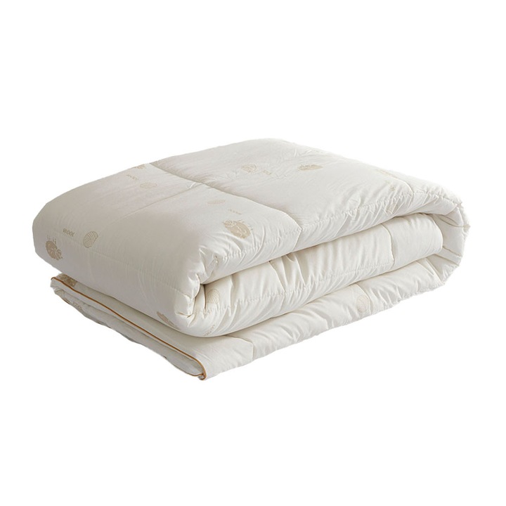 Pilota Woola, Umplutura din Fibra de Lana, 2 Persoane, 195x215 cm, Husa din Bumbac