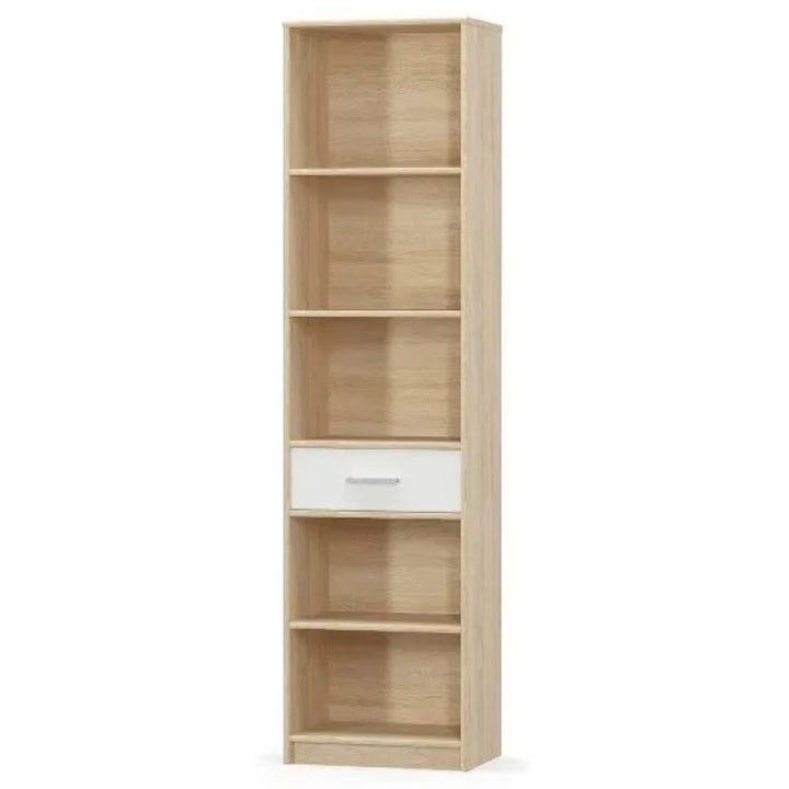 Biblioteca deschisa Expomob TIPS, 1 sertar, dimensiune 50,2x34,3x195,5 cm, culoare stejar sonoma + alb