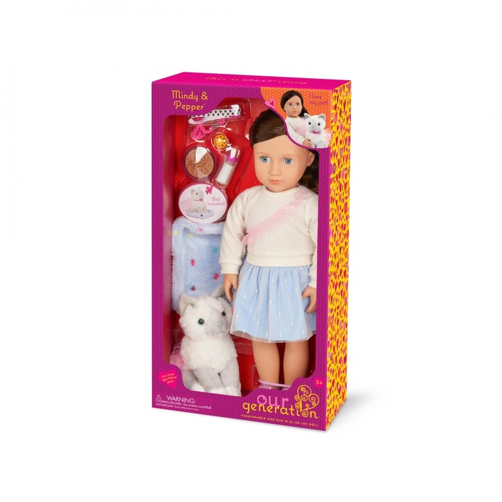 Our Generation Mindy baba Pepper cicával, 46 cm, többszínű