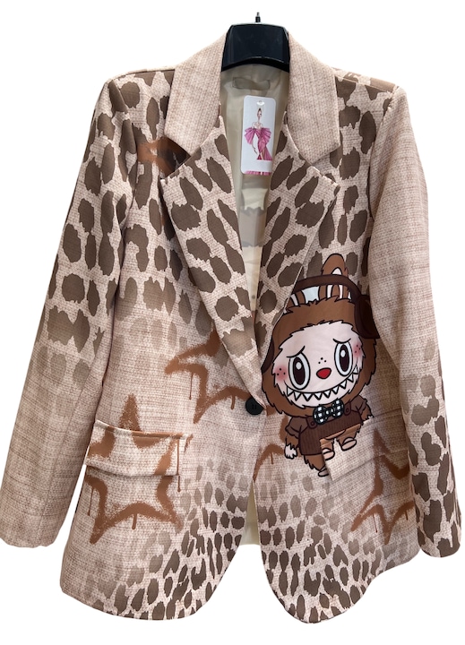 Sacou dama print leopard cu mascota, S/M