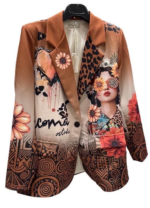 Sacou boho fashion portret femeie floral, S/M
