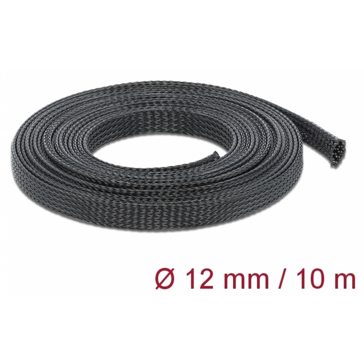 Мрежа за организиране на кабели 10 м x 12 мм Черен, Delock 18902