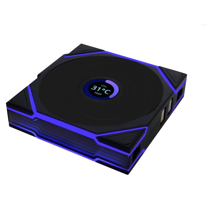 Ventilator Lian Li UNI FAN TL, LCD, Reverse Blade, aRGB, 124 x 120 x 28mm Negru