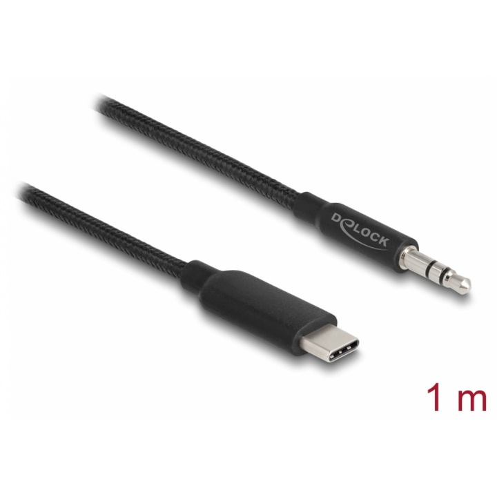 Cablu audio USB type C la jack stereo 3.5mm 3 pini DAC T-T 1m, Delock 85208