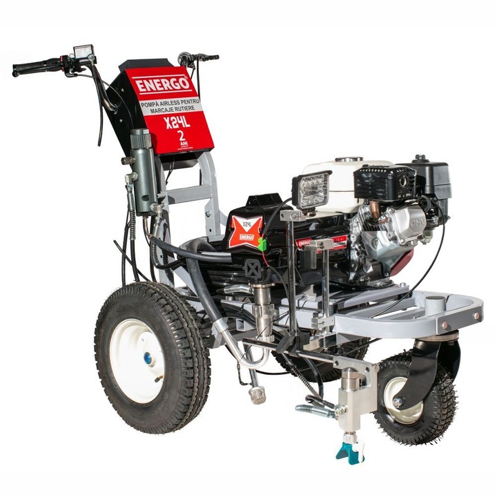 Pompa airless cu motor termic X24L pentru trasat marcaje rutiere 1 pistol debit 2.0L/min 210 bari benzina Honda GX160 Energo