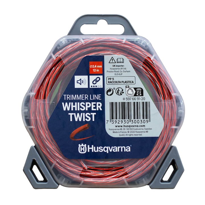 Fir motocoasa Husqvarna 2.4 mm x 12 m Whisper Twist, Profesional, profil rasucit