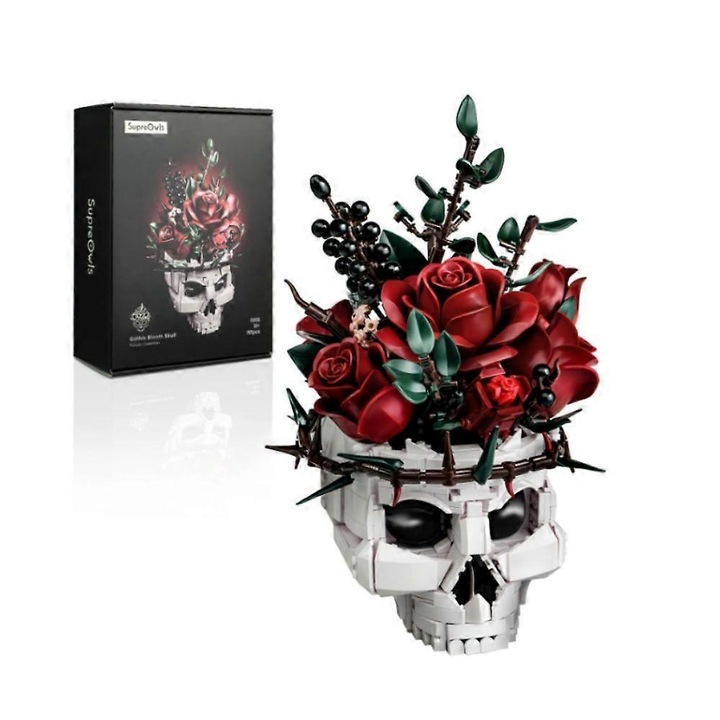 Комплект за изграждане готически флорален скелет, червени цветя, 10.8x8.8x8.2 инча