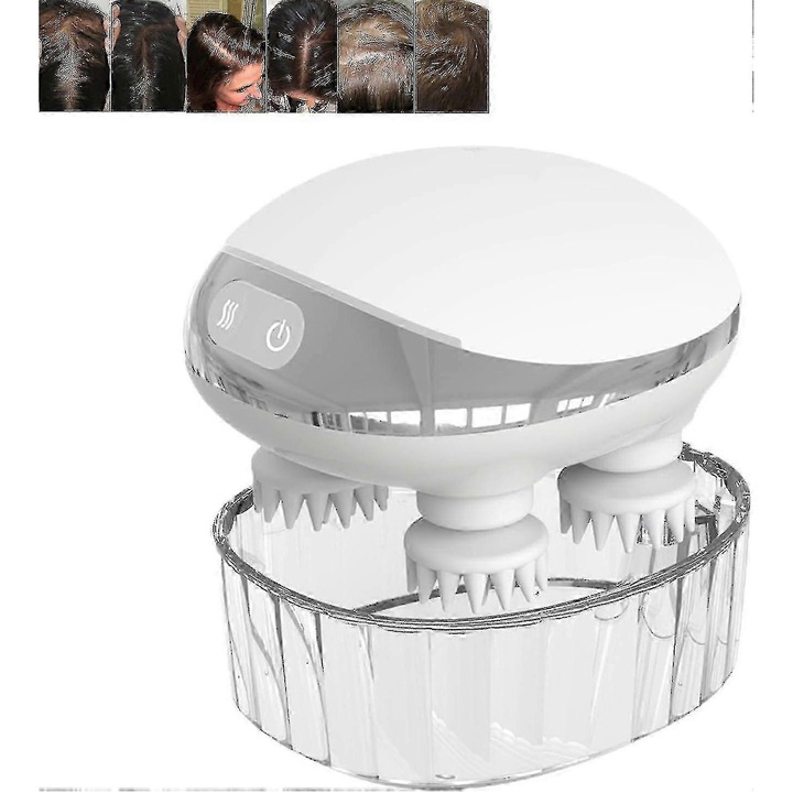 Интелигентен масажор за скалп, бял, 11x9x7см, комплект 1х масажор за глава