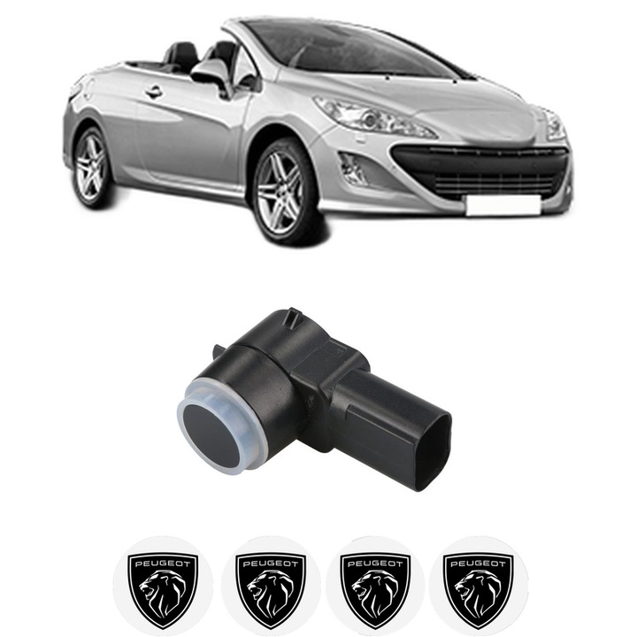 Senzor parcare PEUGEOT 308 CC (4B_) din 2009-2014, pentru bara Fata Spate, 4 Stickere auto PEUGEOT