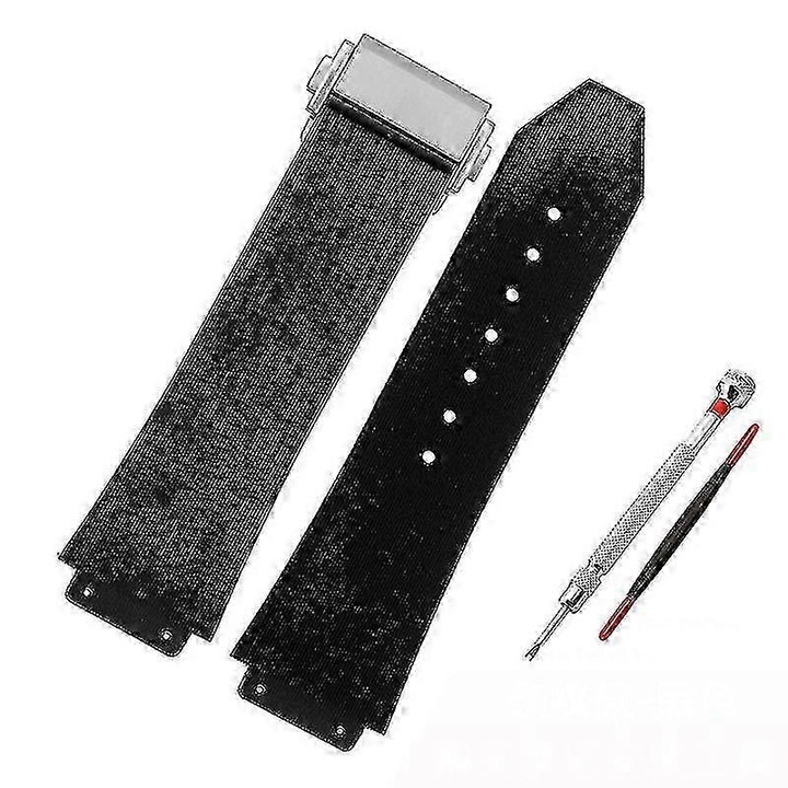 Каишка за часовник за Hublot Big Bang, 25x19мм, водоустойчива, каучук, синя, комплект