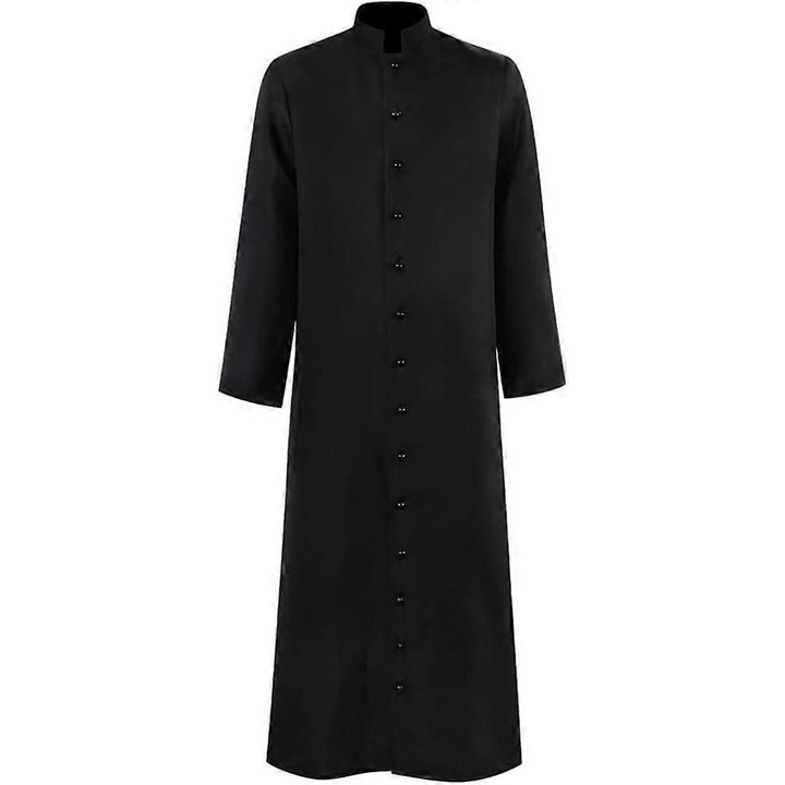 Roba de cor barbati, neagra, poliester, cu 13 nasturi, S