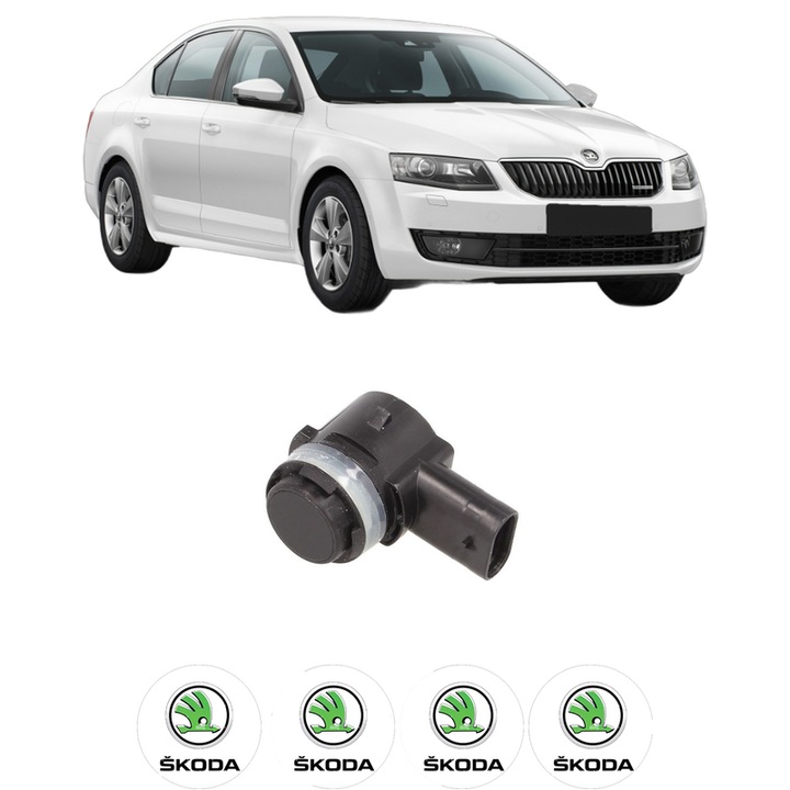 Senzor parcare SKODA OCTAVIA III (5E3, NL3, NR3) din 2012-2020, pentru bara Fata Spate, 4 Stickere auto SKODA