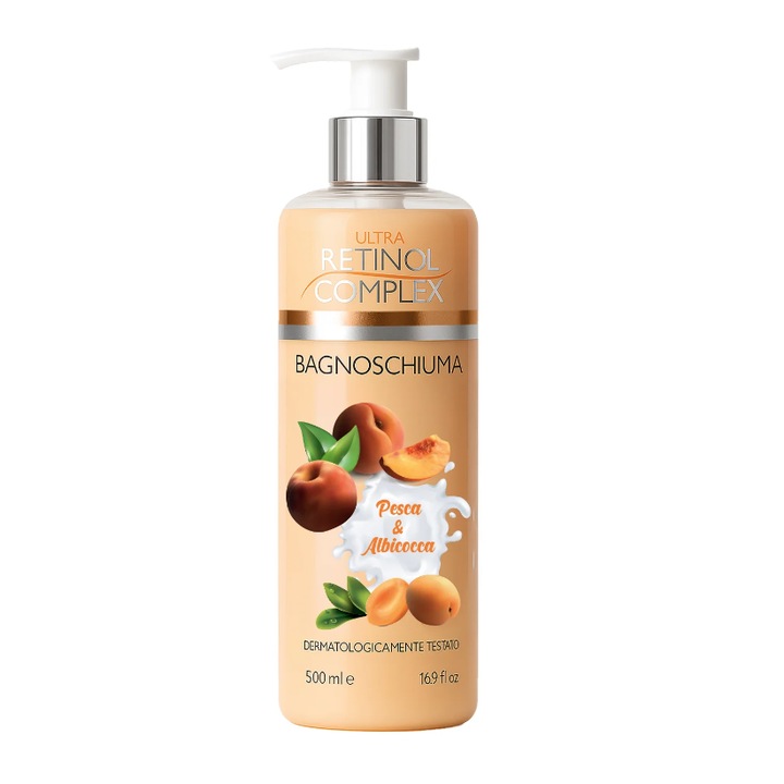 Retinol komplex tusfürdő, Őszibarack és Sárgabarack, 500 ml, unisex