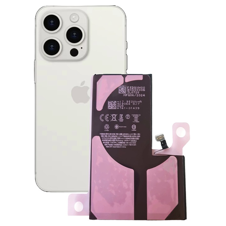 Baterie pentru iPhone 15 Pro Max, Musttby, 4640mAh, Li-ion, set complet cu banda