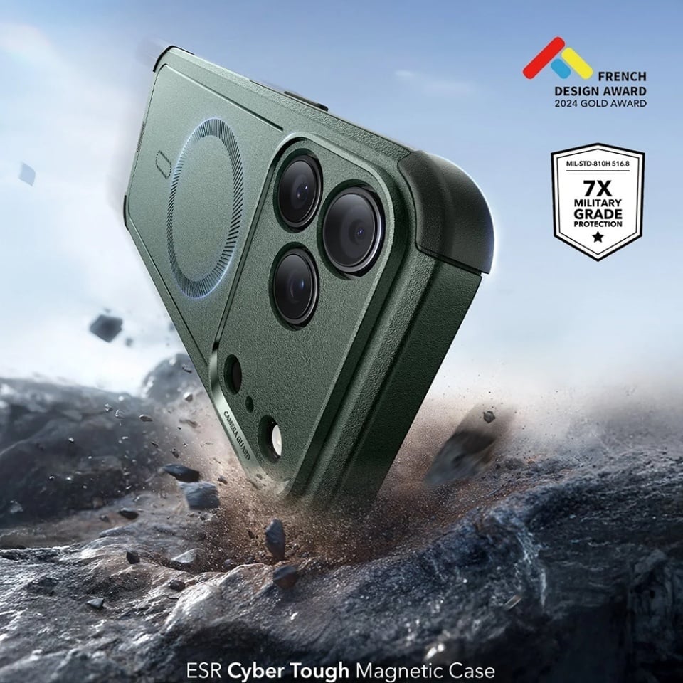 Husa pentru iPhone 17 Pro, Magsafe, ESR Cyber Halolock, Verde