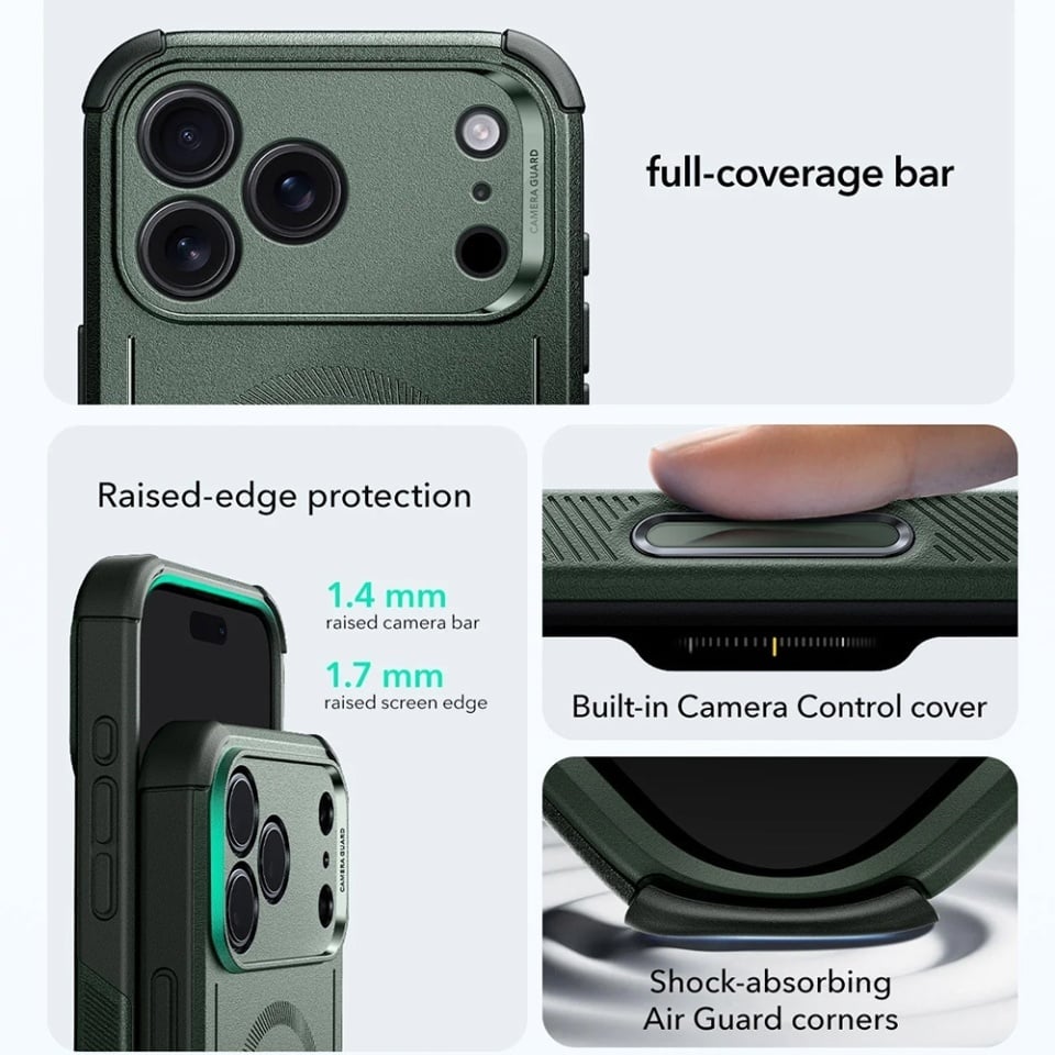 Husa pentru iPhone 17 Pro, Magsafe, ESR Cyber Halolock, Verde