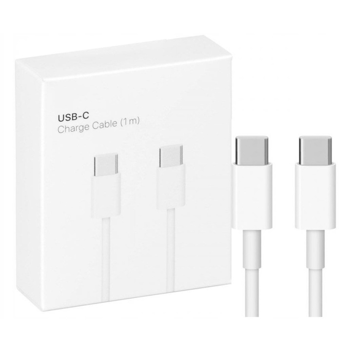 Cablu de date TRADEBIT USB-C to USB-C, 60W, 1m, alb