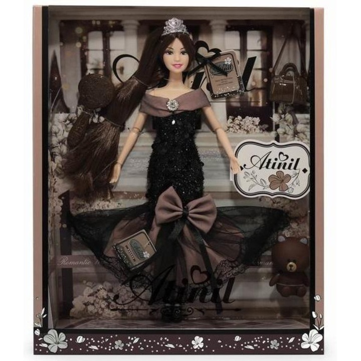 Papusa colectie Barbie, inspirata Avril Lavigne, rochie neagra cu paiete, tiara, set limitat