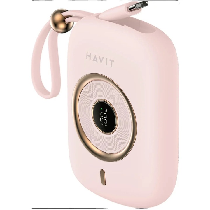 HAVIT HVPWB-PB5214-PK külső akkumulátor, 35W, 10.000mAh, rózsaszín