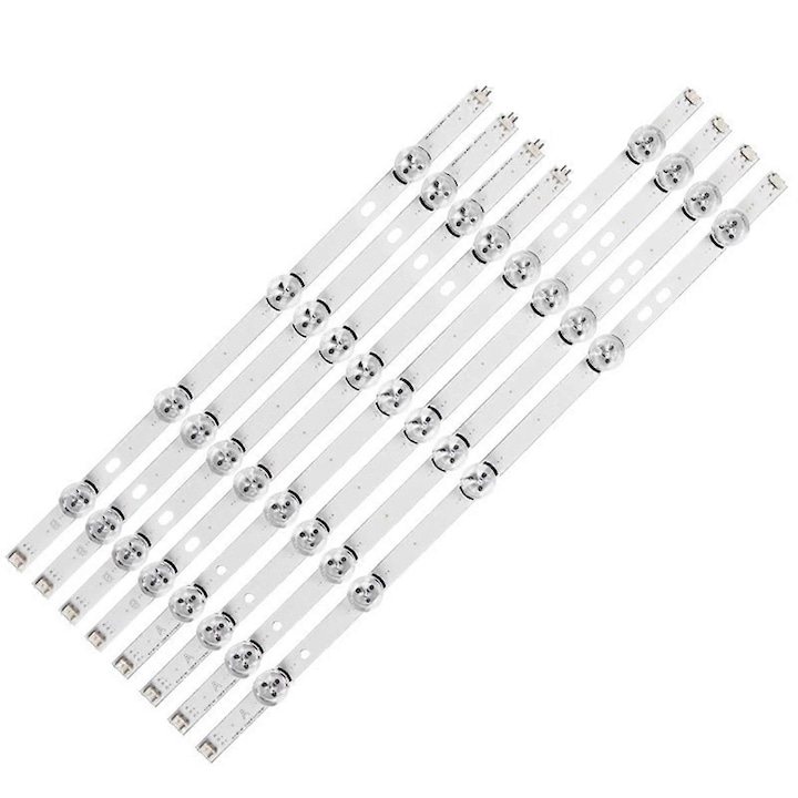 Banda LED de backlight, 8 bucati, 9 LED-uri, alb, 6V, pentru televizoare de 47 inch
