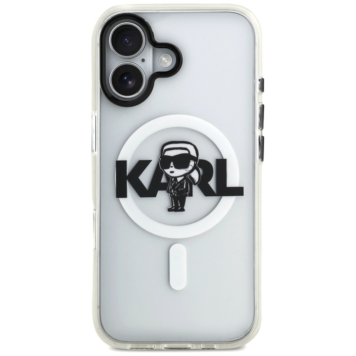 Lagerfeld IML Karl Sketch Logo MagSafe kompatibilis tok iPhone 17-hez, átlátszó