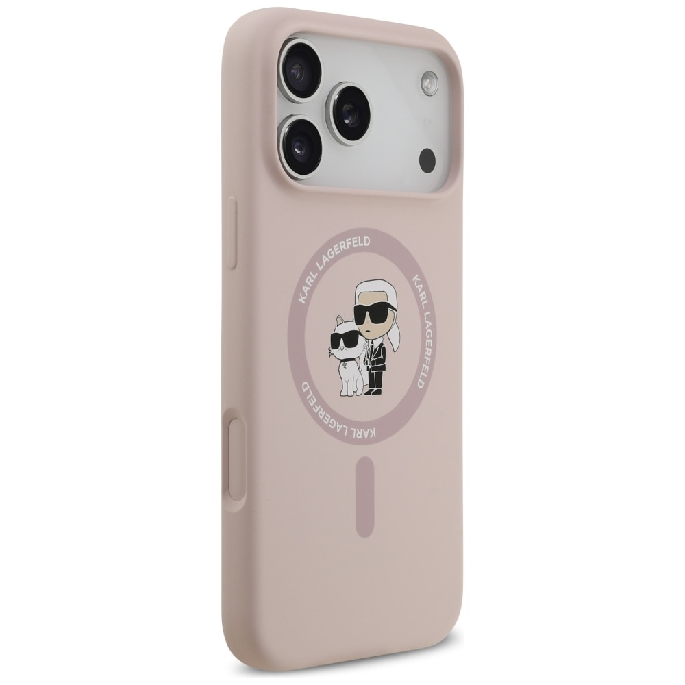 Carcasa Karl Lagerfeld Silicone Karl & Choupette cu MagSafe compatibila cu iPhone 17 Pro Max, Roz