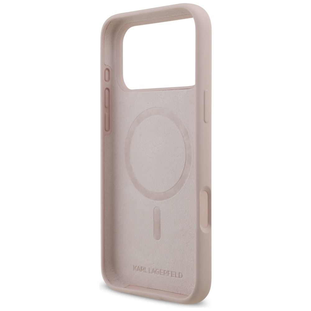 Carcasa Karl Lagerfeld Silicone Karl & Choupette cu MagSafe compatibila cu iPhone 17 Pro Max, Roz