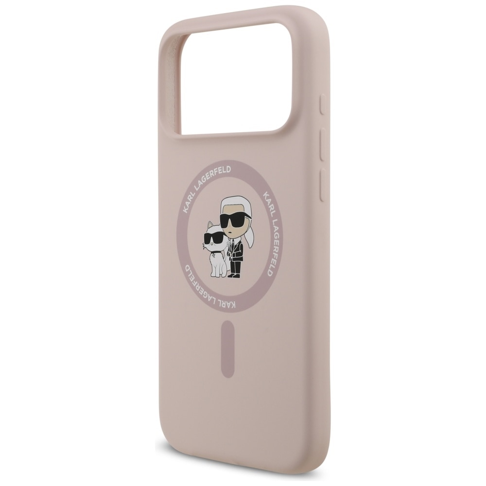 Carcasa Karl Lagerfeld Silicone Karl & Choupette cu MagSafe compatibila cu iPhone 17 Pro Max, Roz