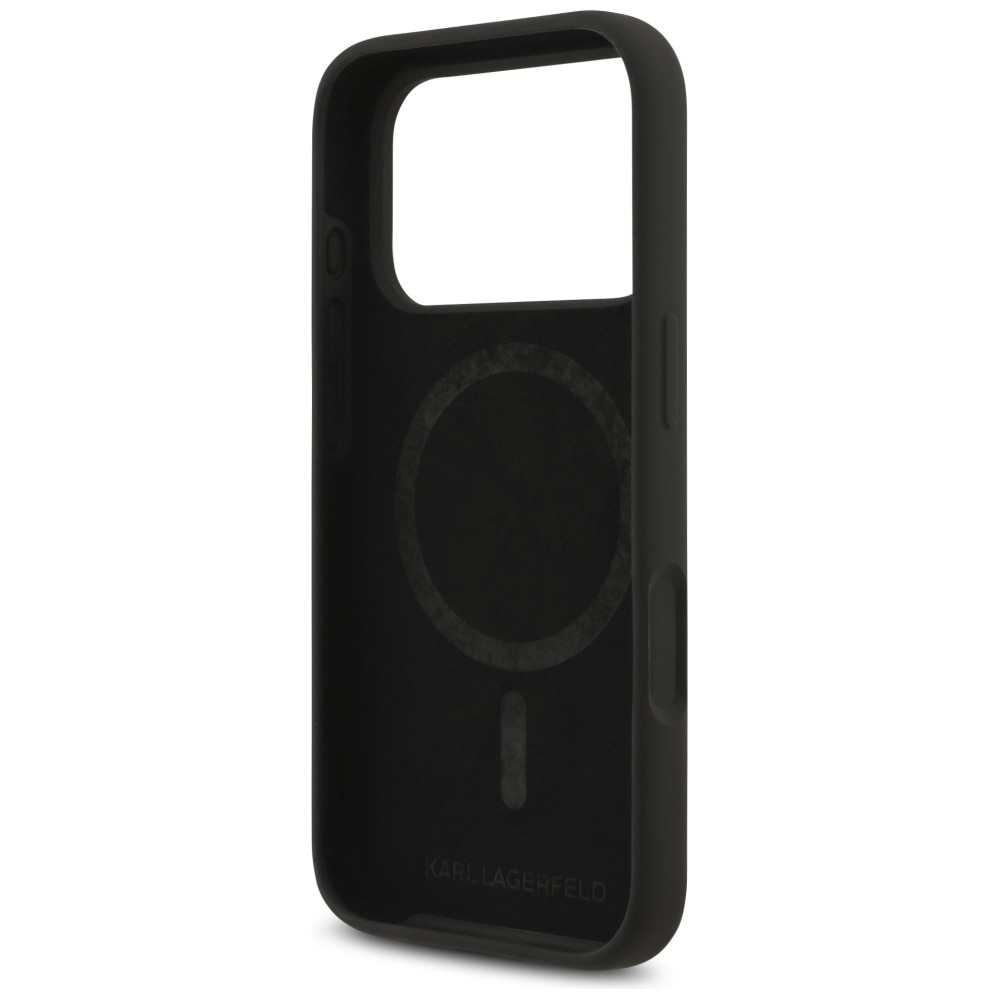 Carcasa Karl Lagerfeld Silicone Karl & Choupette cu MagSafe compatibila cu iPhone 17 Pro Max, Negru