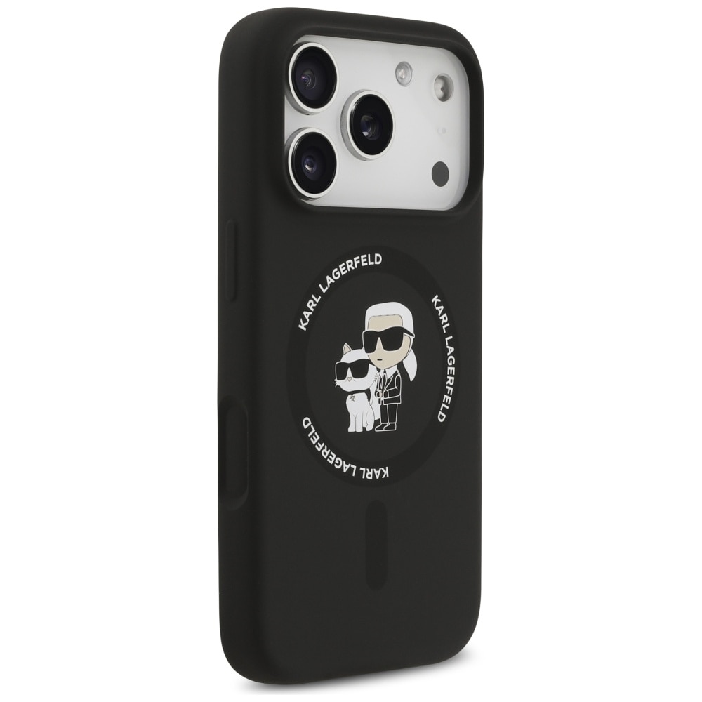 Carcasa Karl Lagerfeld Silicone Karl & Choupette cu MagSafe compatibila cu iPhone 17 Pro Max, Negru