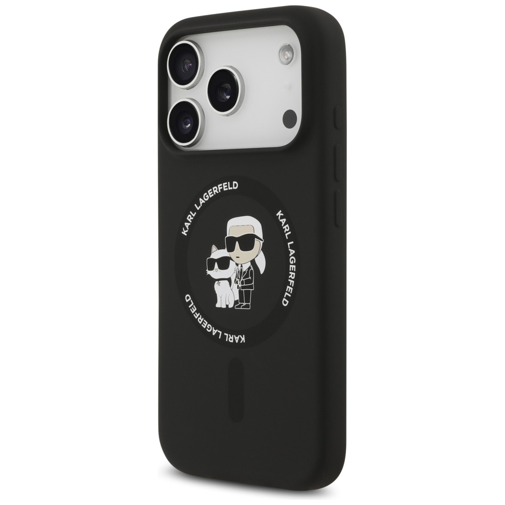 Carcasa Karl Lagerfeld Silicone Karl & Choupette cu MagSafe compatibila cu iPhone 17 Pro Max, Negru