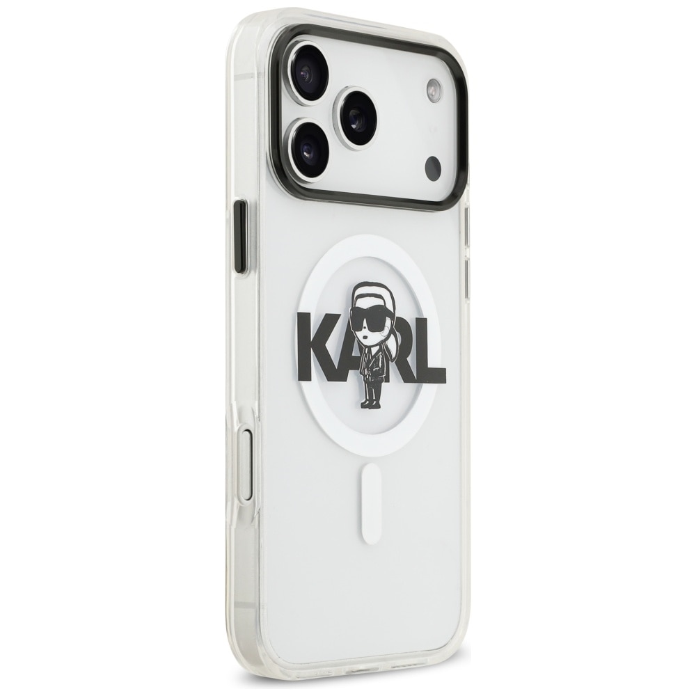 Carcasa Lagerfeld IML Karl Sketch Logo cu MagSafe compatibila cu iPhone 17 Pro Max, Transparent