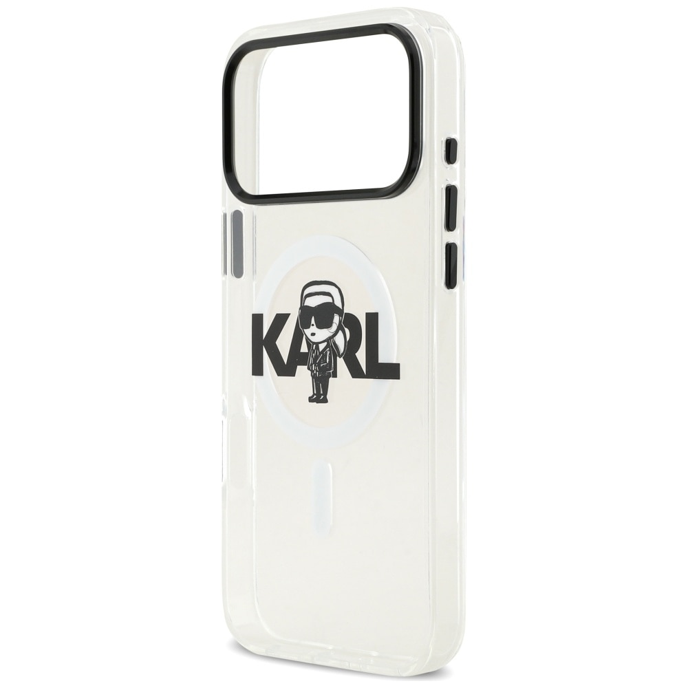 Carcasa Lagerfeld IML Karl Sketch Logo cu MagSafe compatibila cu iPhone 17 Pro Max, Transparent