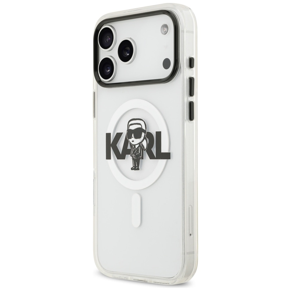 Carcasa Lagerfeld IML Karl Sketch Logo cu MagSafe compatibila cu iPhone 17 Pro Max, Transparent